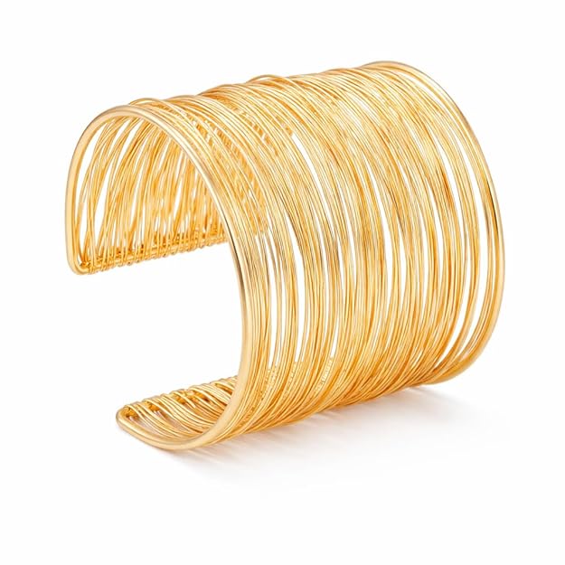 Multiple Strings Open Bangle Gold Statement Bracelet