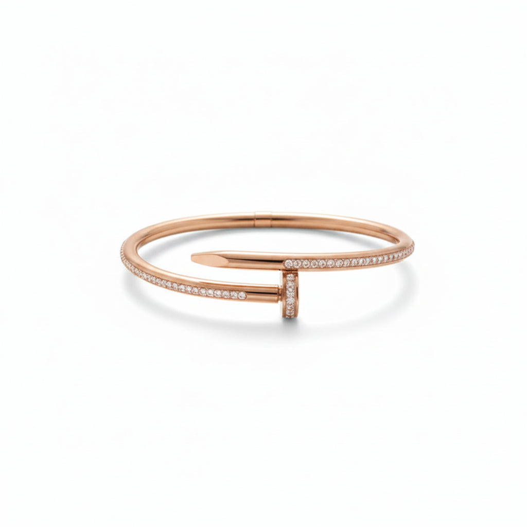 Stainless Steel Rose-Gold Cartier Stud with Zircon Stones