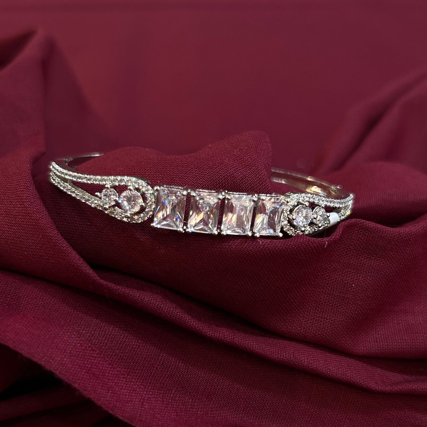 AD Silver Finish Princess Stone Bracelet