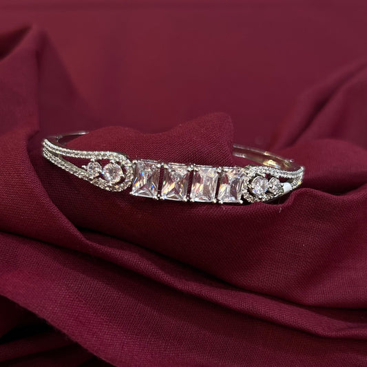 AD Silver Finish Princess Stone Bracelet
