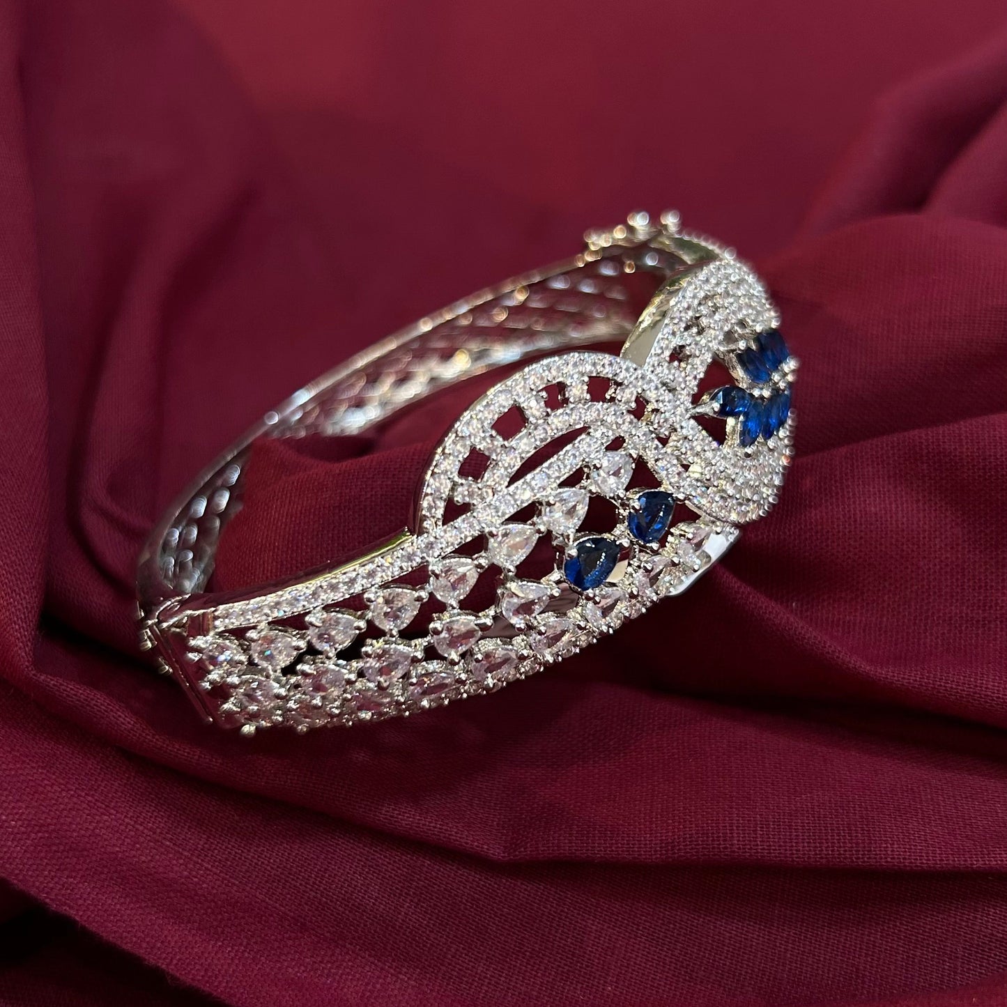 AD Sparkling Blue Stone Party Wear Bracelet
