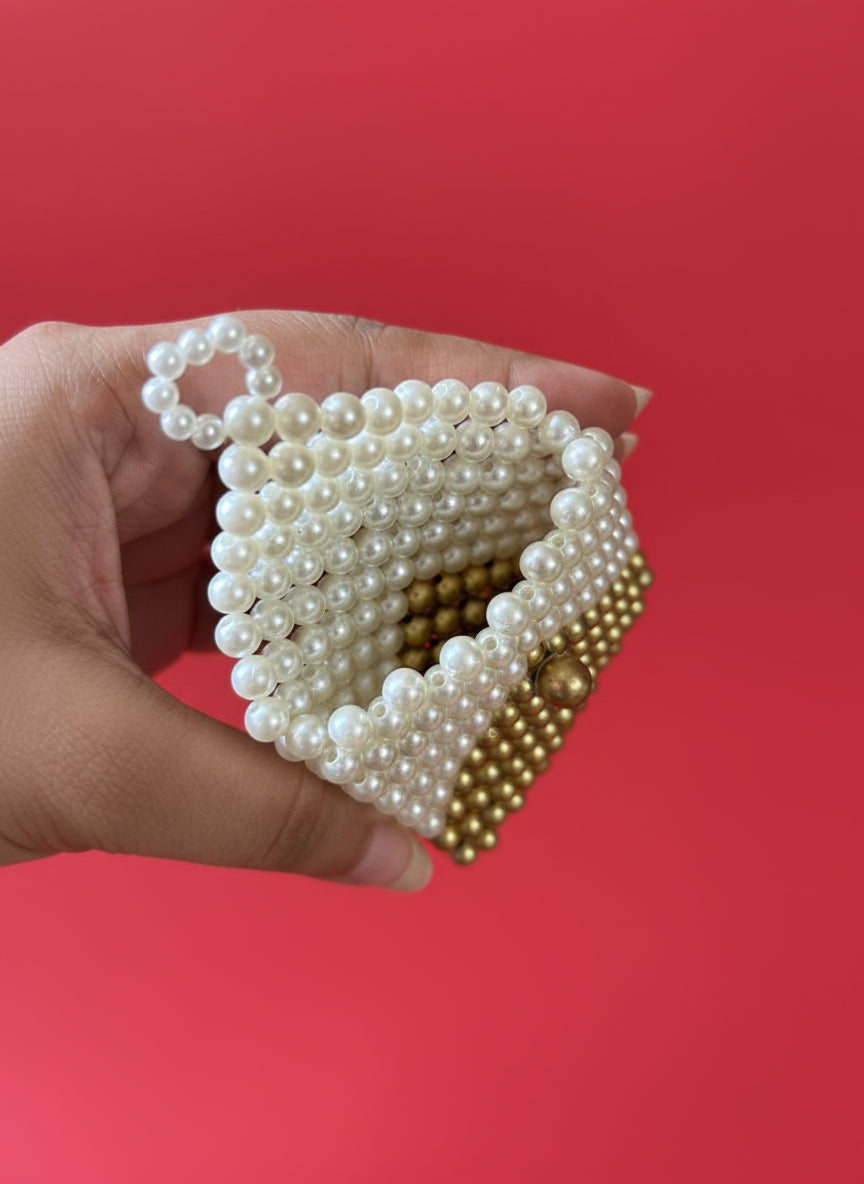 Handcrafted Pearl Envelope Pouch for Silver Coin and Money | House of Madhulika