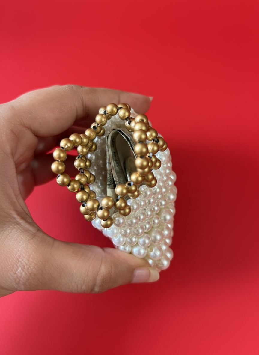 Handcrafted Pearl Envelope Pouch for Silver Coin and Money | House of Madhulika