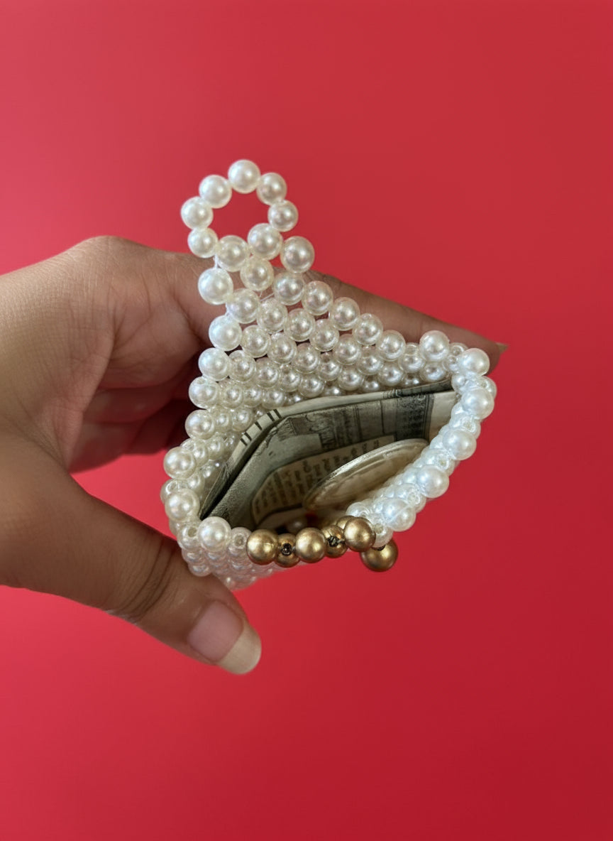 Handcrafted Pearl Envelope Pouch for Silver Coin and Money | House of Madhulika