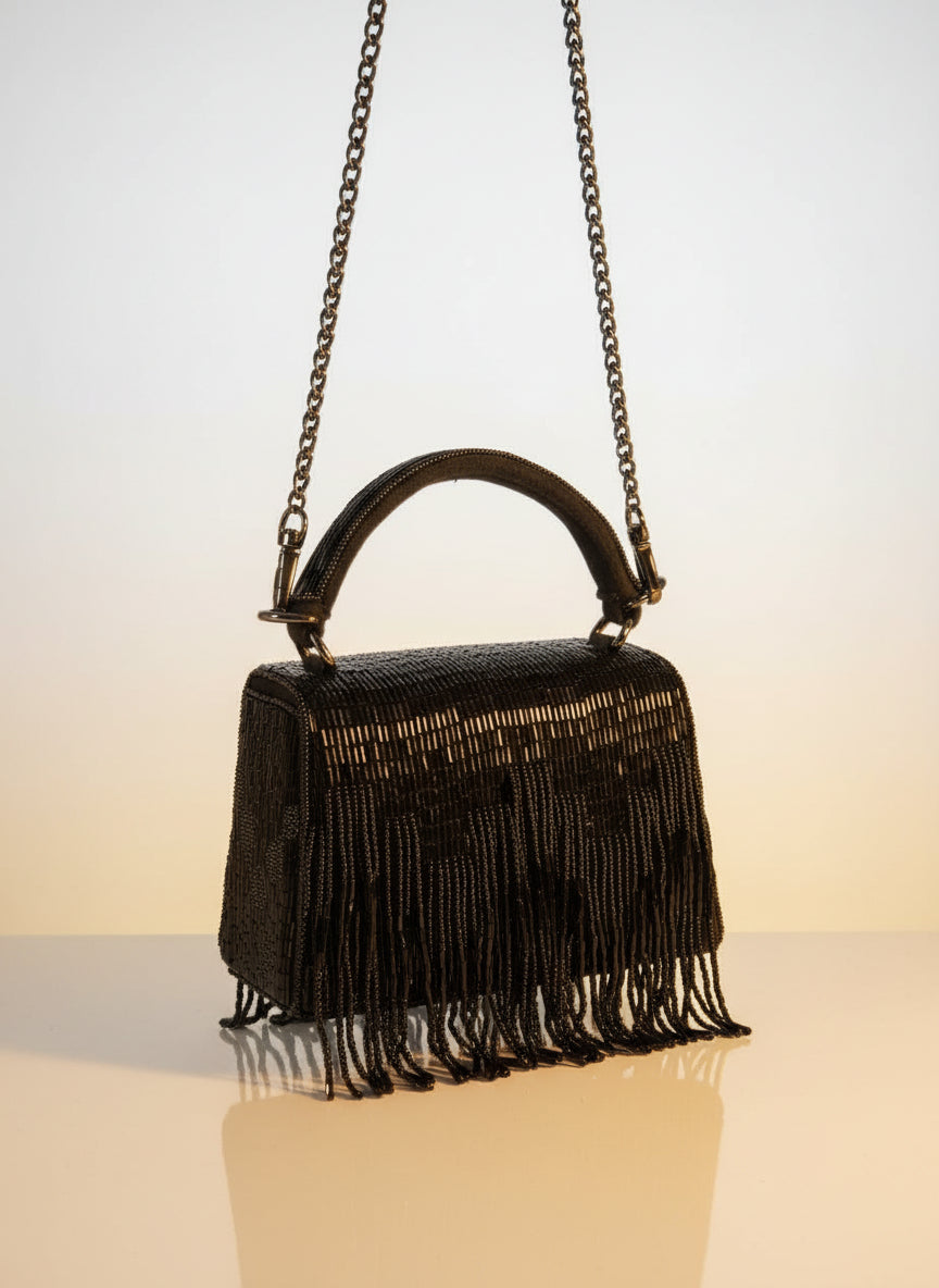 The Scarlet Bloom Black Clutch – A Festive Muse of Modern Elegance