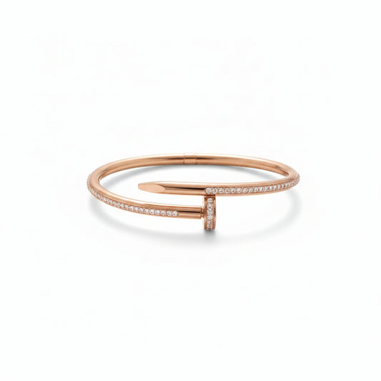 Stainless Steel Rose-Gold Cartier Stud with Zircon Stones